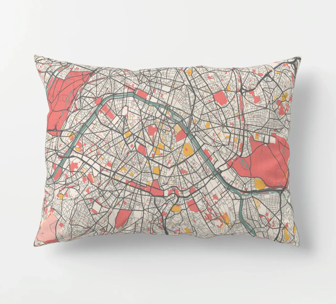 Paris city map - Elegant design in soft pastel colours decorative cushion by MOOODZART