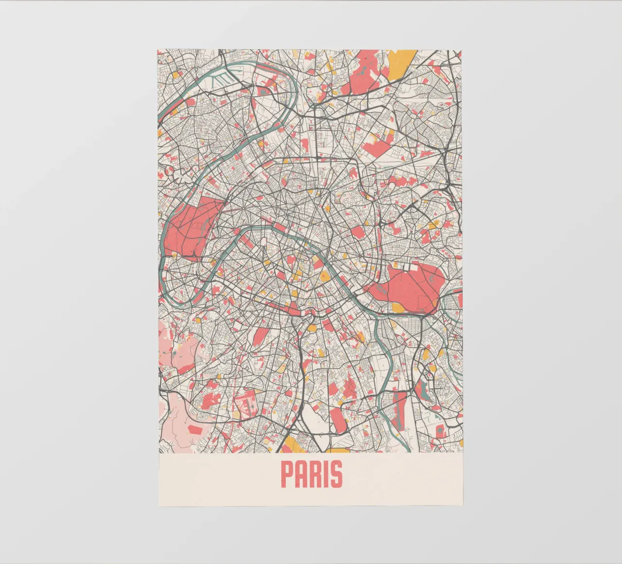 Mappa della città di Parigi - Design elegante dai colori tenui e pastello pellicola backlit da MOOODZART