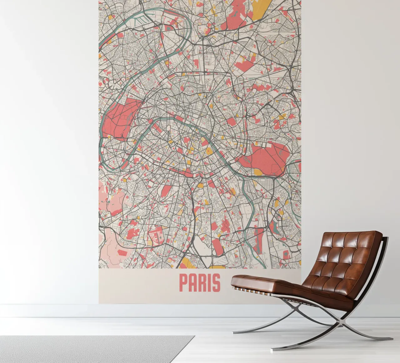 Carte de Paris - Design élégant dans des tons pastels doux papier peint photo de MOOODZART
