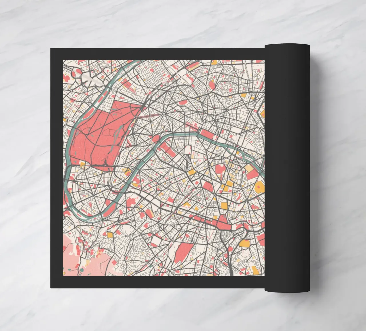 Mappa della città di Parigi - Design elegante dai colori tenui e pastello zerbino da MOOODZART