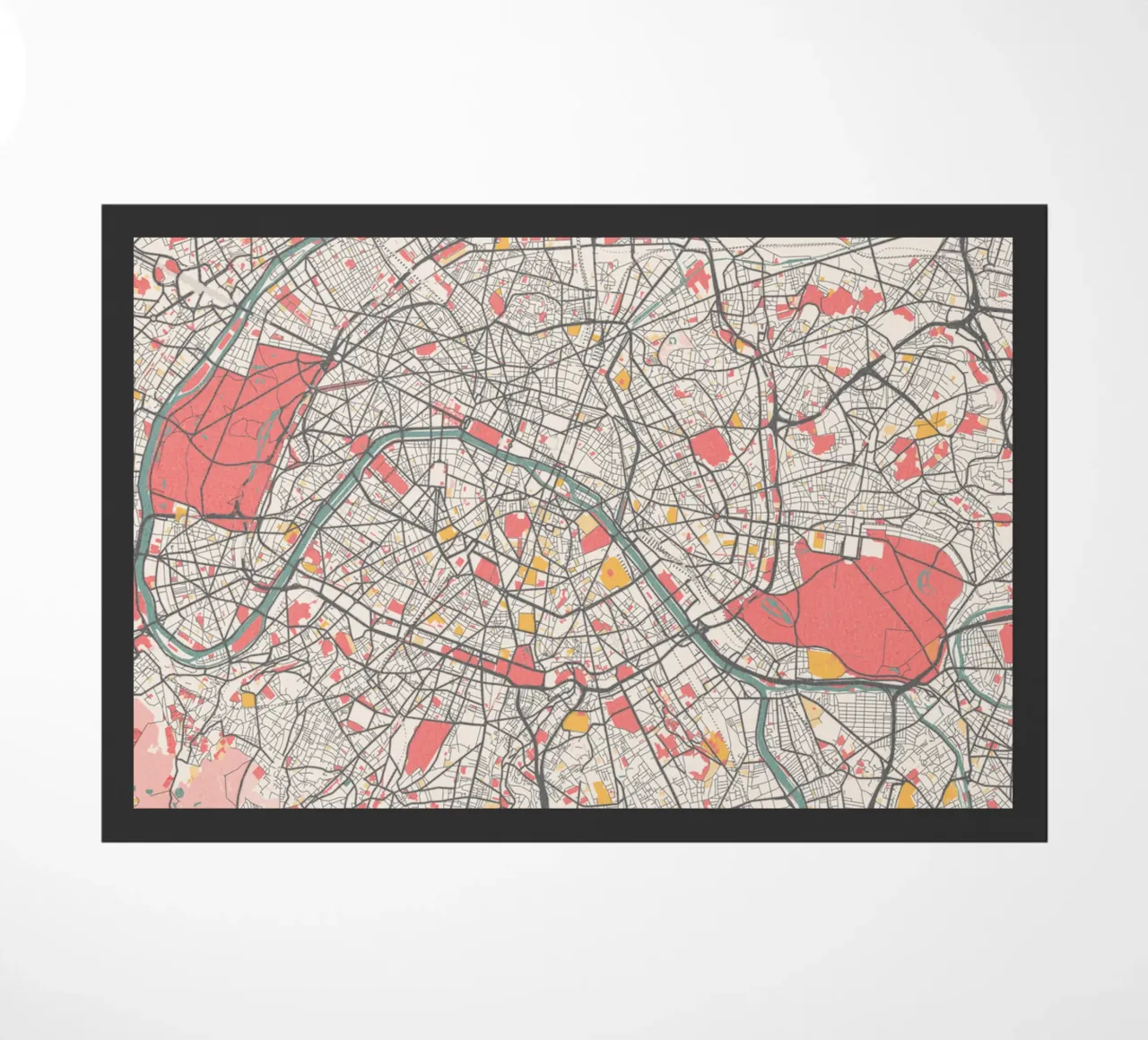 Mappa della città di Parigi - Design elegante dai colori tenui e pastello zerbino da MOOODZART