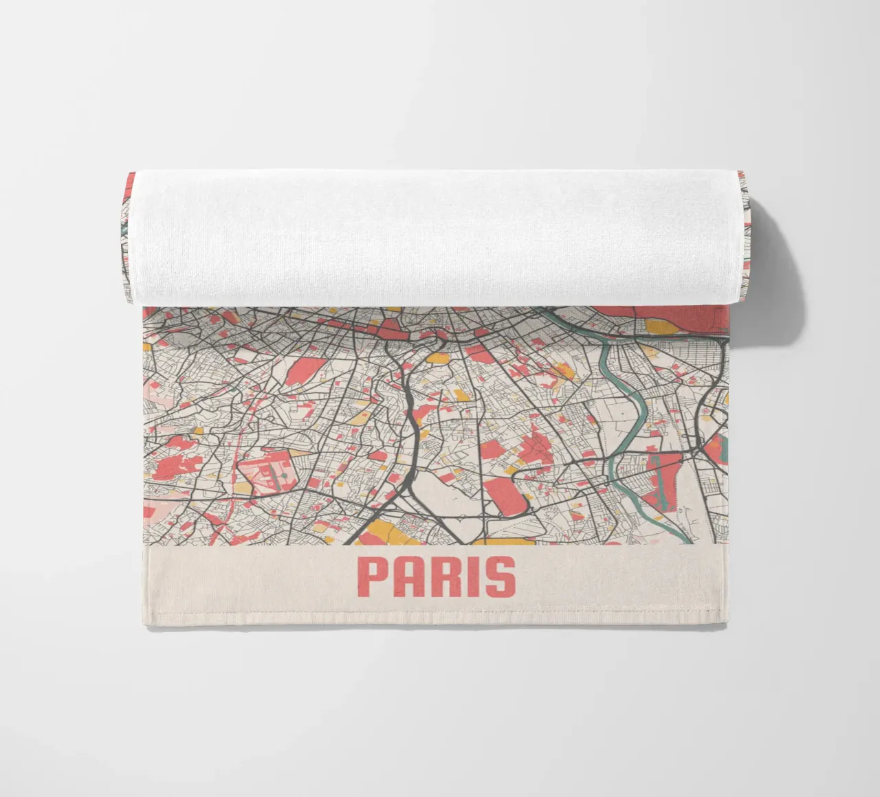 Plattegrond van Parijs - Elegant ontwerp in zachte pastelkleuren strandhanddoek van MOOODZART