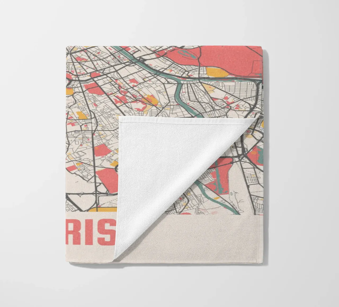 Plattegrond van Parijs - Elegant ontwerp in zachte pastelkleuren strandhanddoek van MOOODZART