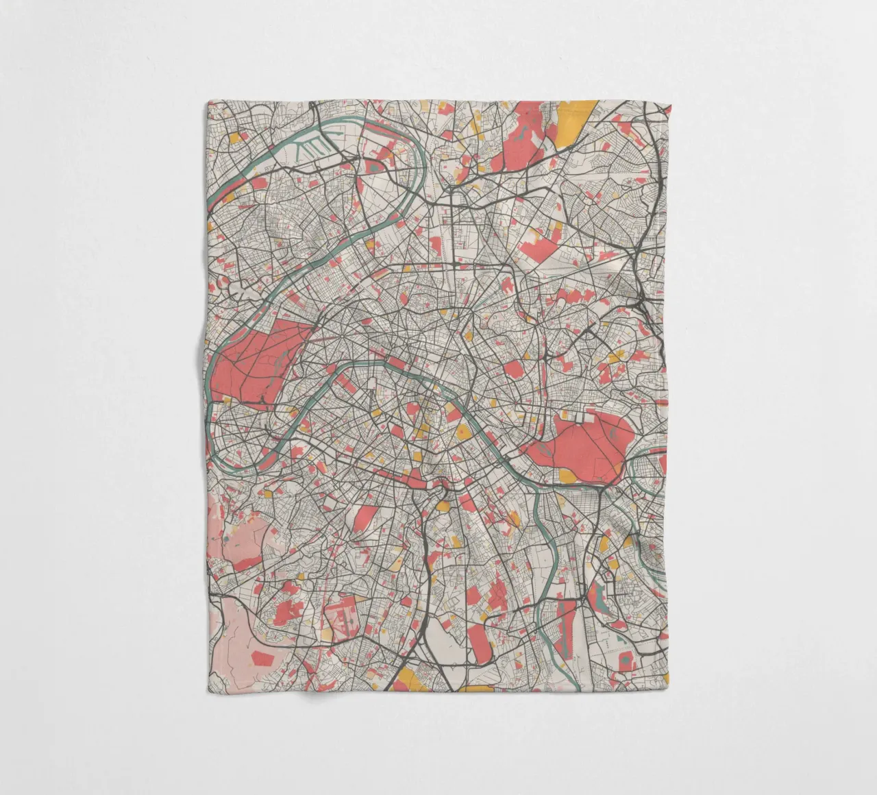 Plattegrond van Parijs - Elegant ontwerp in zachte pastelkleuren fleecedeken van MOOODZART