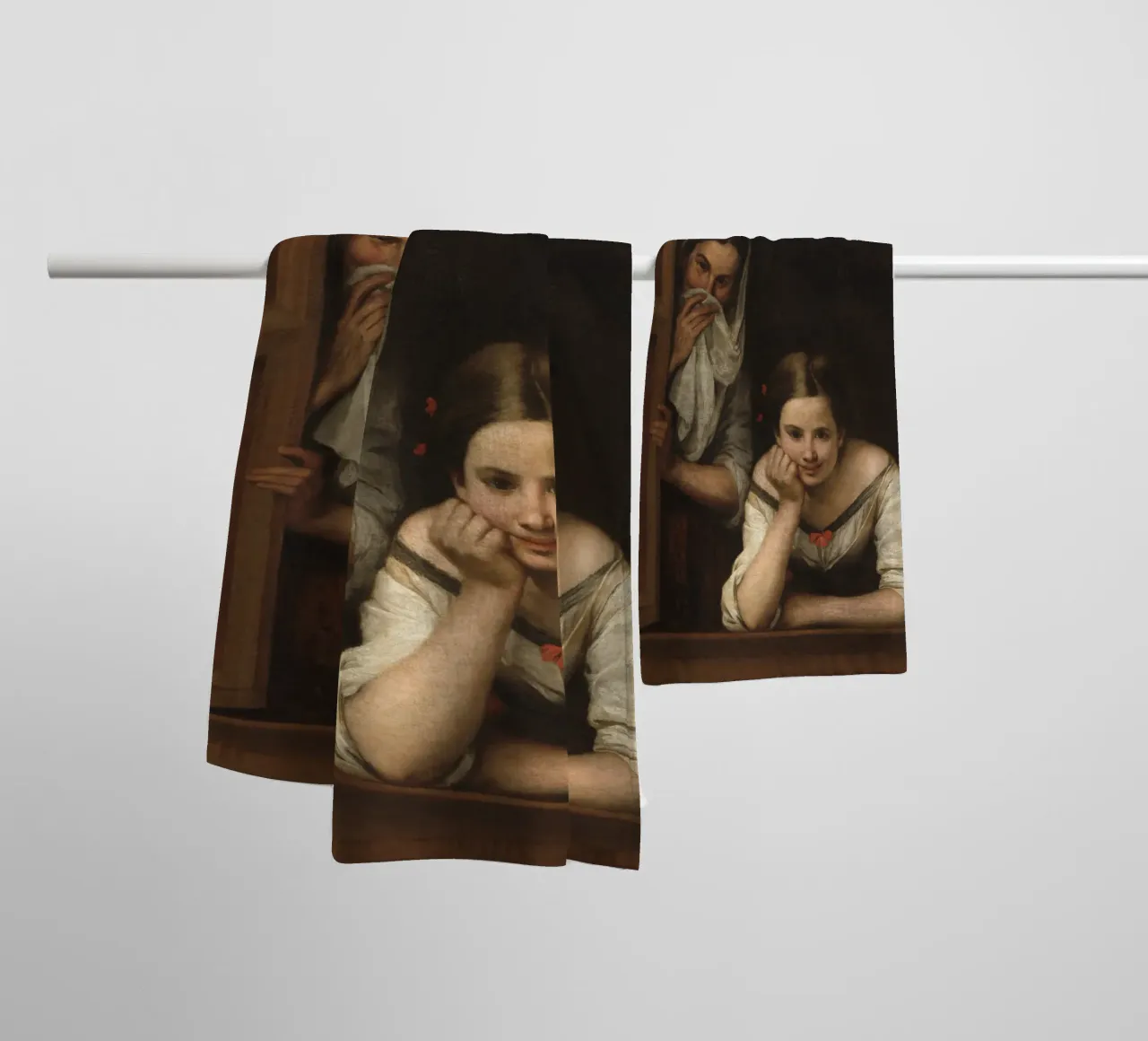 Bartolome Esteban Murillo - Deux femmes à la fenêtre serviette de bain de Timeless Artworks