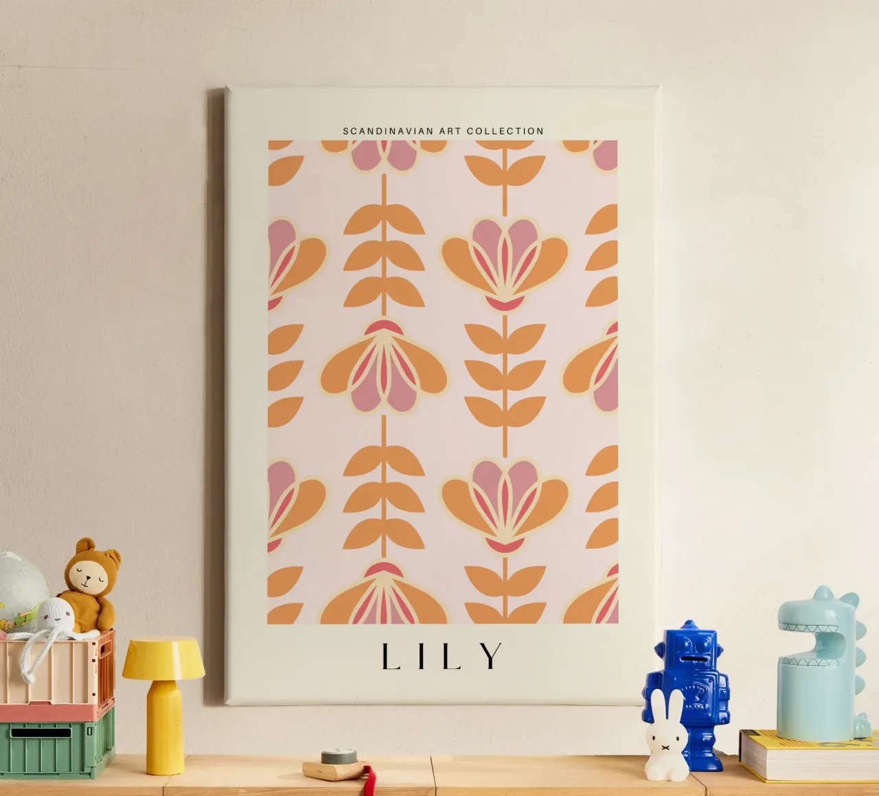 Lily - Calore floreale nordico tela con Cornice a cassetta da Studio Mooodz