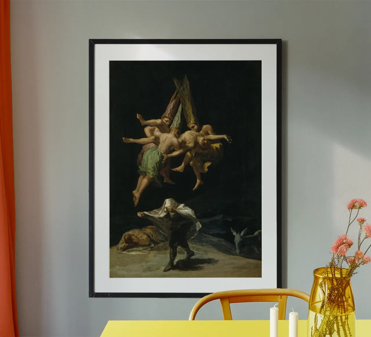 Francisco Goya Volo di streghe spagnolo poster con telaio in alluminio da Timeless Artworks
