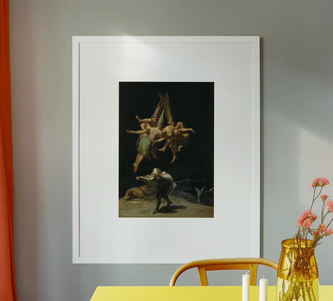 Francisco Goya Volo di streghe spagnolo poster con telaio in alluminio da Timeless Artworks