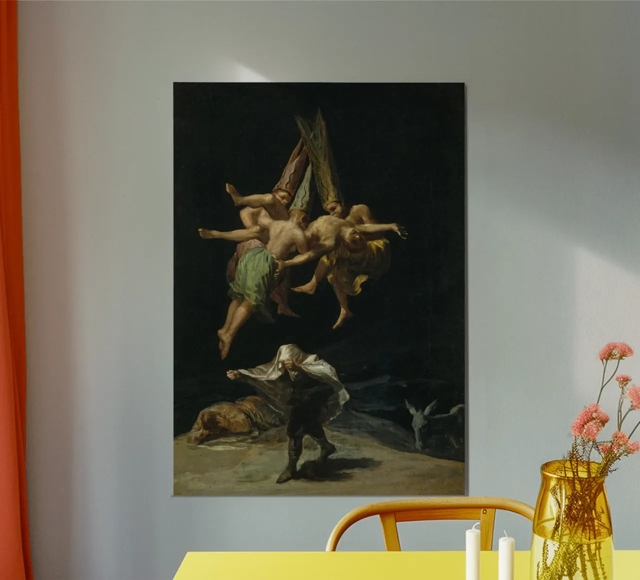 Francisco Goya Volo di streghe spagnolo poster con telaio in alluminio da Timeless Artworks