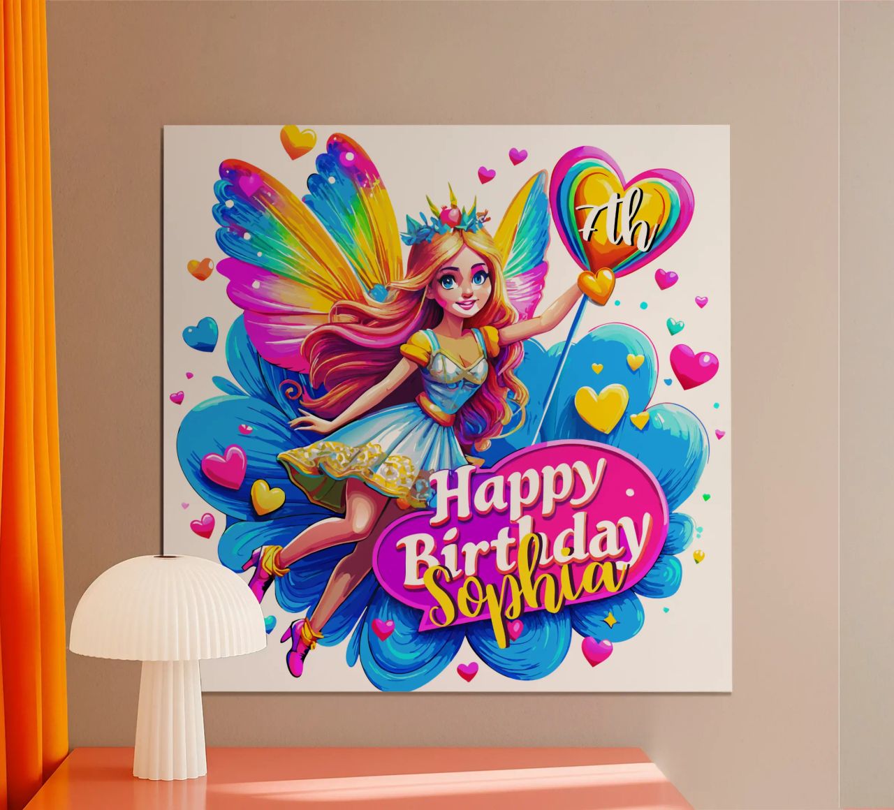 Rainbow Fairy Birthday Celebration, Custom Name and Age poster by Artnesia