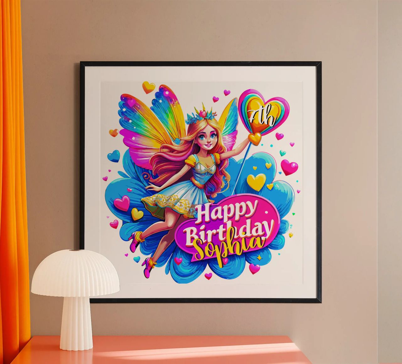 Rainbow Fairy Birthday Celebration, Custom Name and Age poster by Artnesia