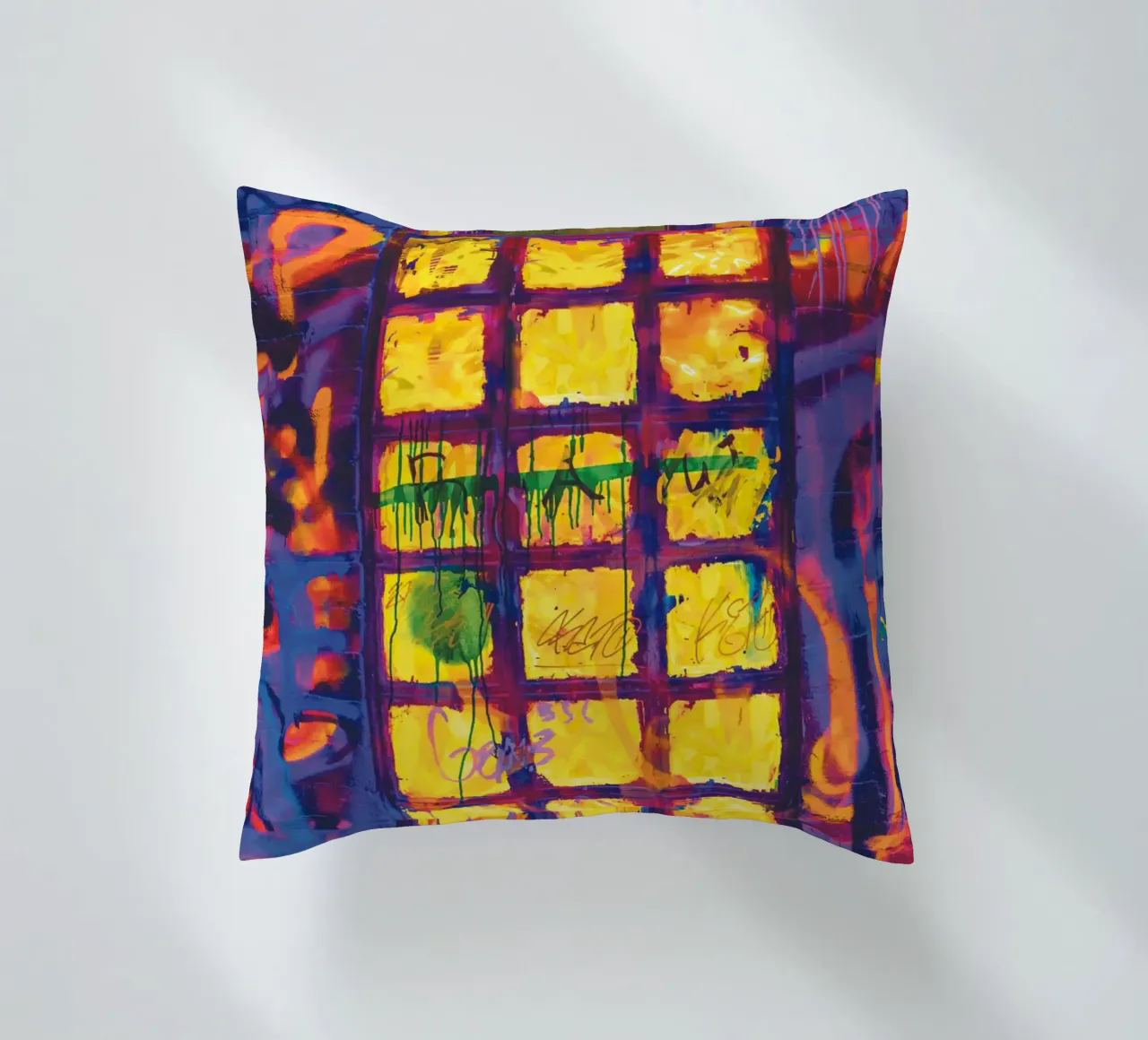Yellow Window decorative cushion by Dave Hare Photography