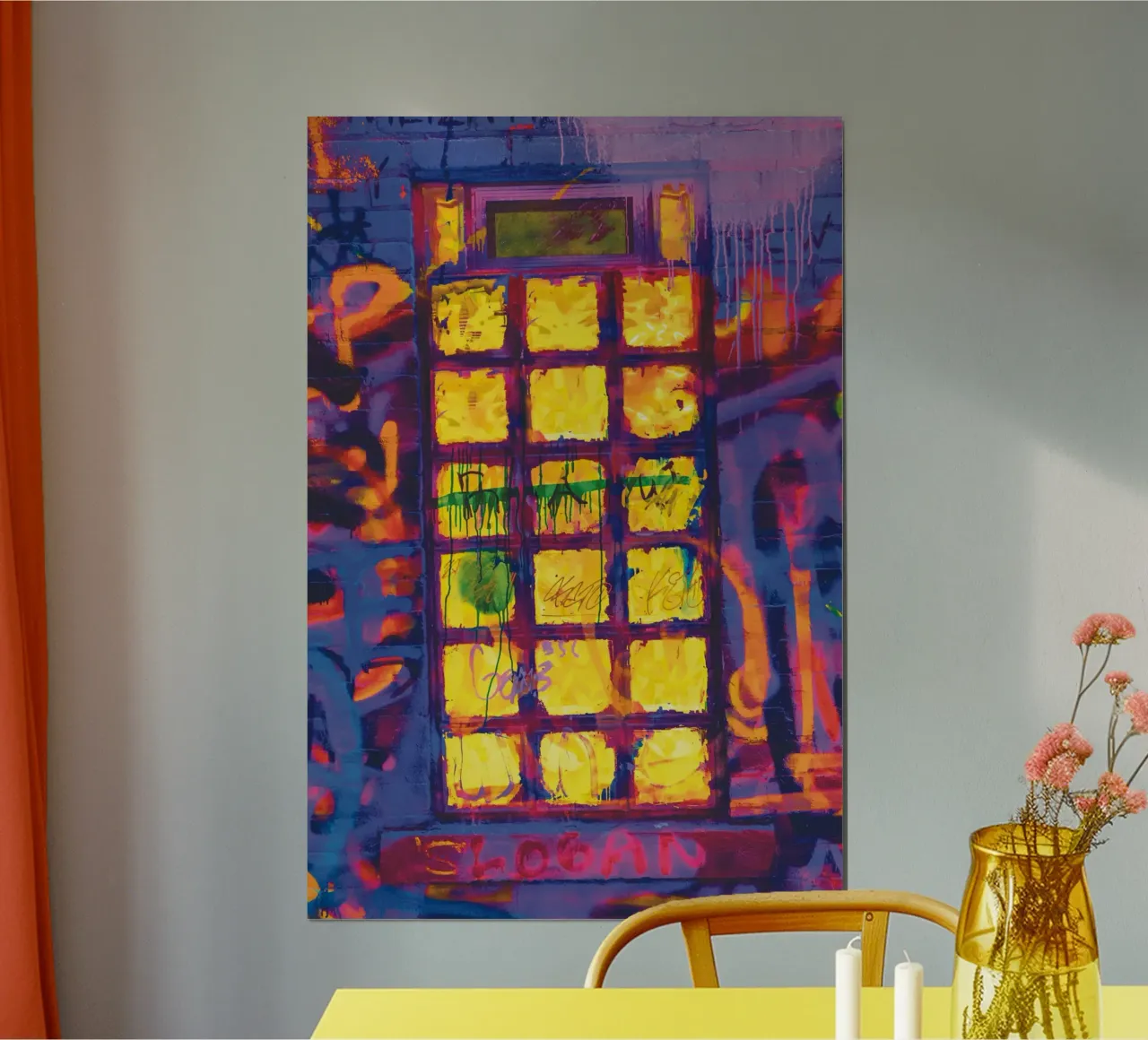 Geel venster poster van Dave Hare Photography