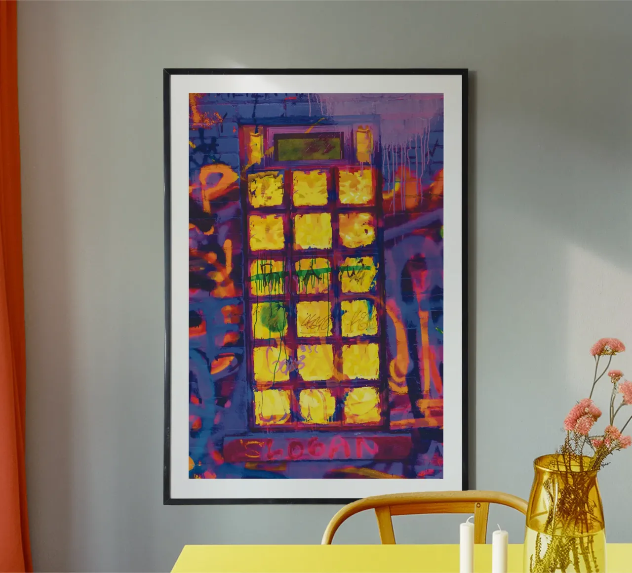 Geel venster poster van Dave Hare Photography