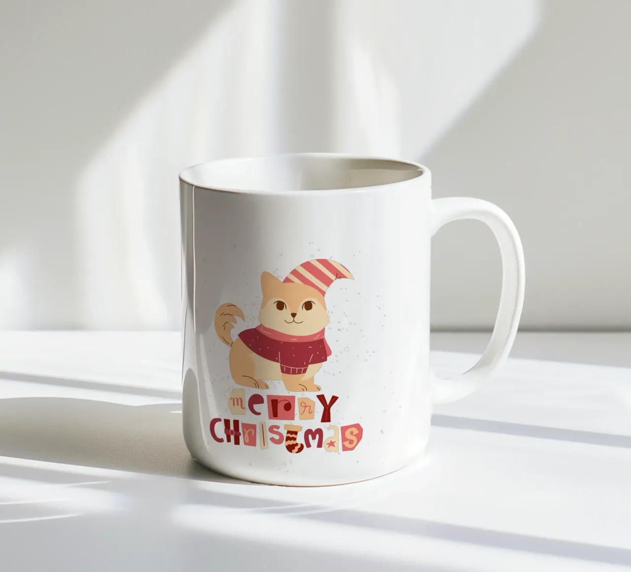 Merry Christmas Cat ceramic mug by ArtDesign by KBK