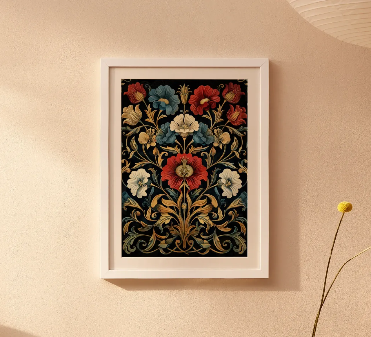 Foglie e magia dei fiori: il mondo di William Morris poster con telaio in plastica da Nikis Art Studio