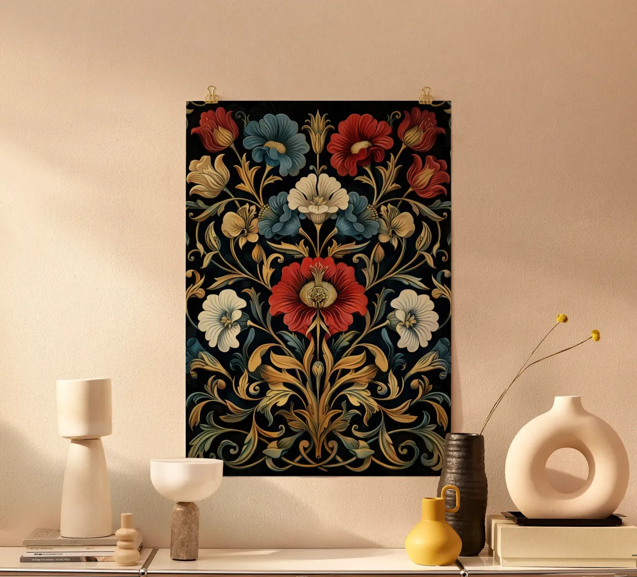 Foglie e magia dei fiori: il mondo di William Morris poster con telaio in plastica da Nikis Art Studio