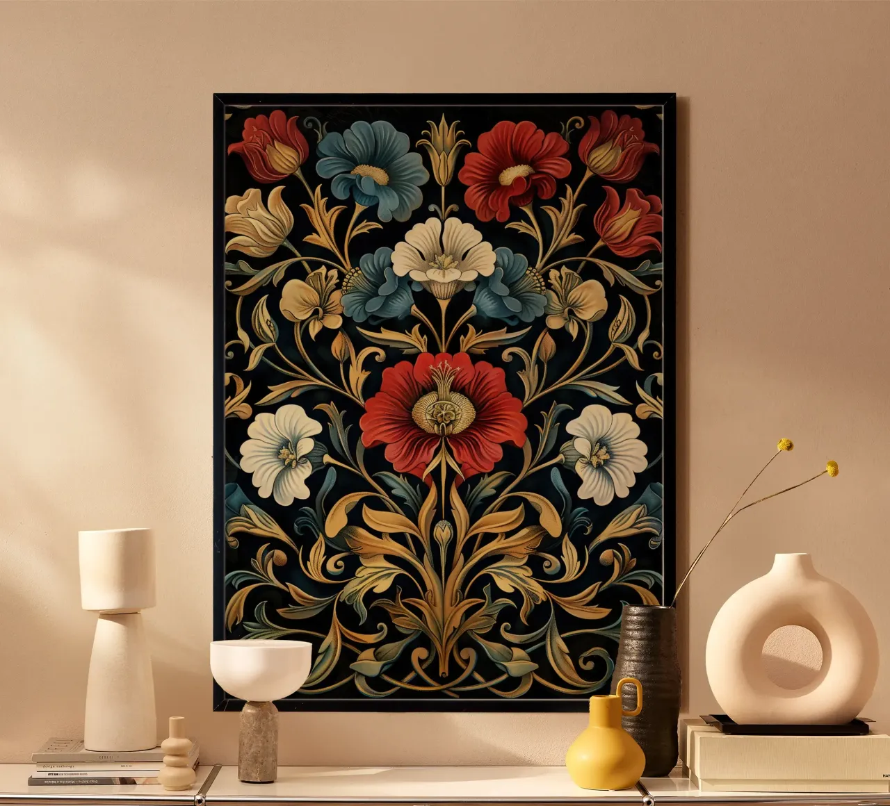 Foglie e magia dei fiori: il mondo di William Morris poster con telaio in plastica da Nikis Art Studio