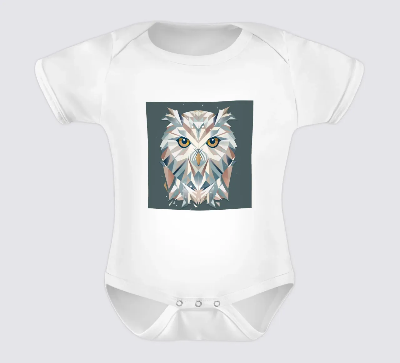 Majestätische Schneeeule - Geometrische Eleganz Kurzarm Babybody von namosh