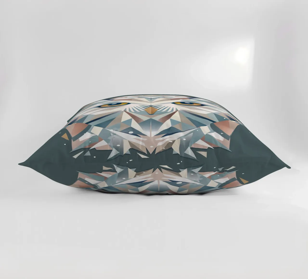 Majestic snowy owl - Geometric elegance decorative cushion by namosh