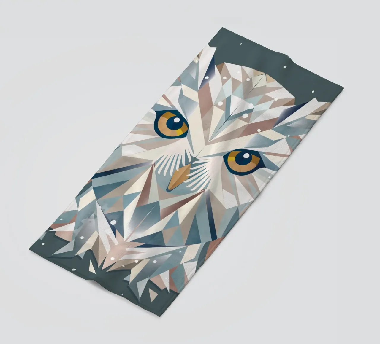 Majestic snowy owl - Geometric elegance beach towel by namosh
