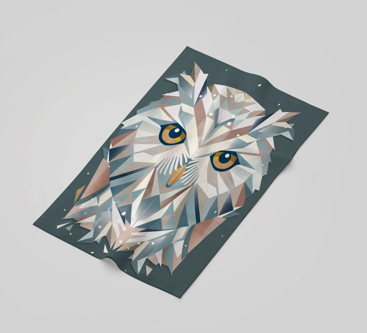 Majestic snowy owl - Geometric elegance beach towel by namosh