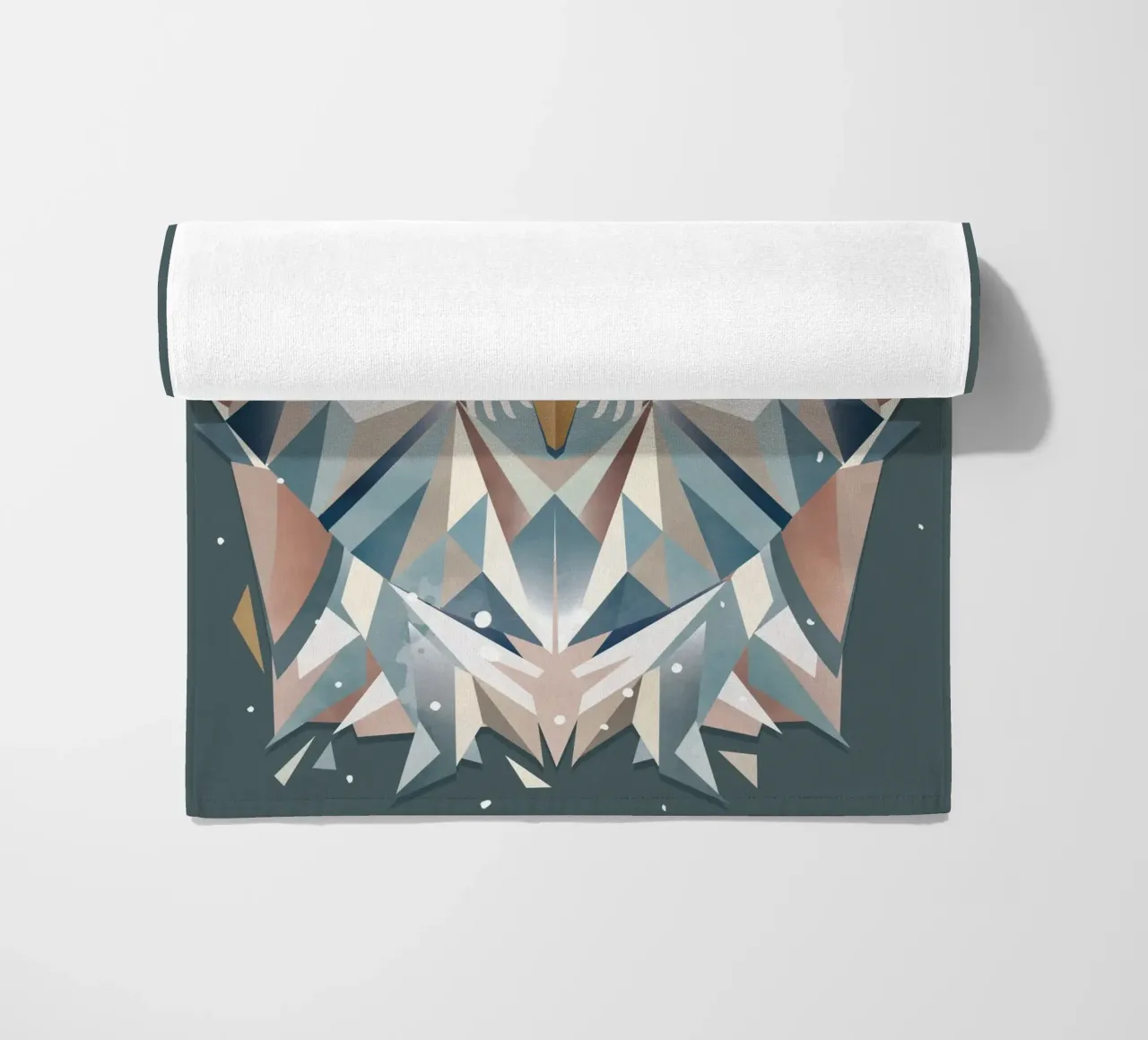 Majestic snowy owl - Geometric elegance beach towel by namosh