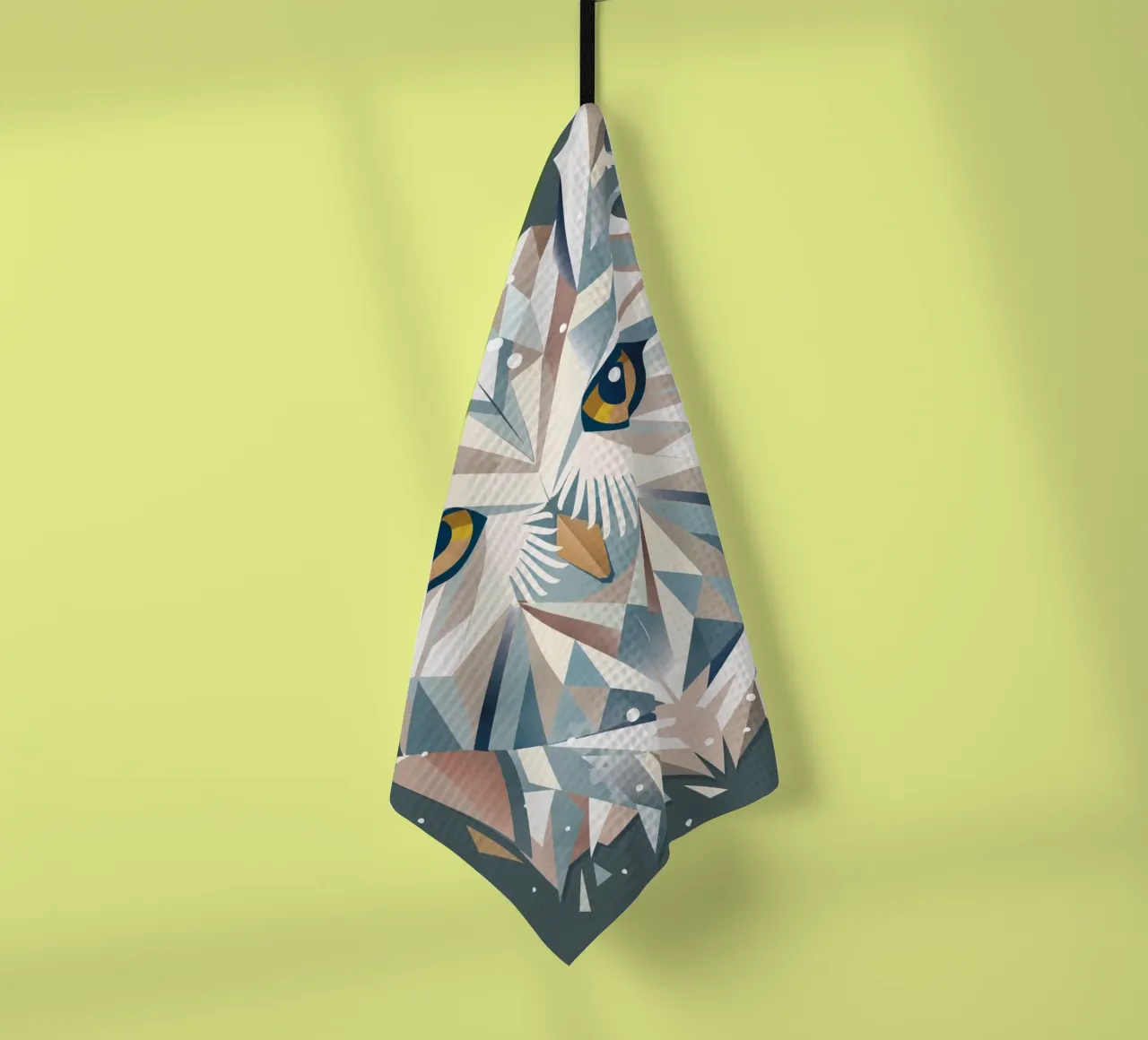 Majestic snowy owl - Geometric elegance tea towel by namosh