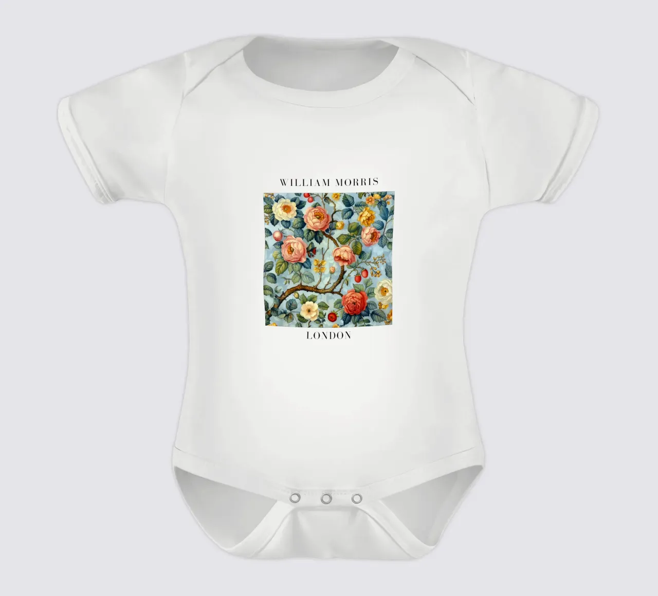 Naturmuster im Fokus: William Morris in seiner Blüte Kurzarm Babybody von Nikis Art Studio