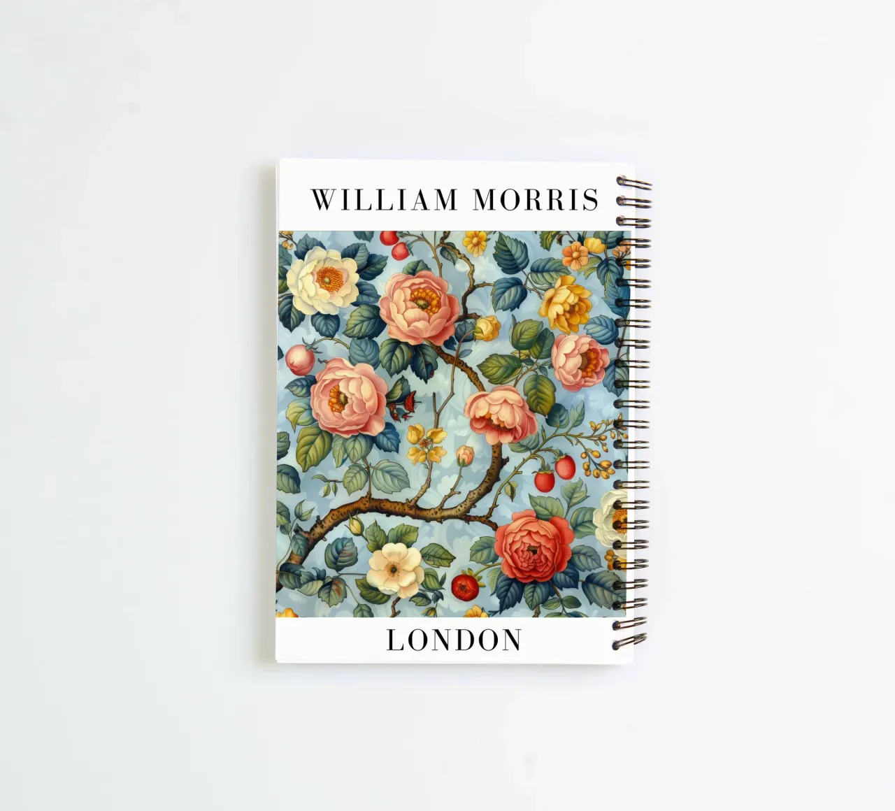 Focus on natural patterns: William Morris in bloom spiral notebook by Nikis Art Studio