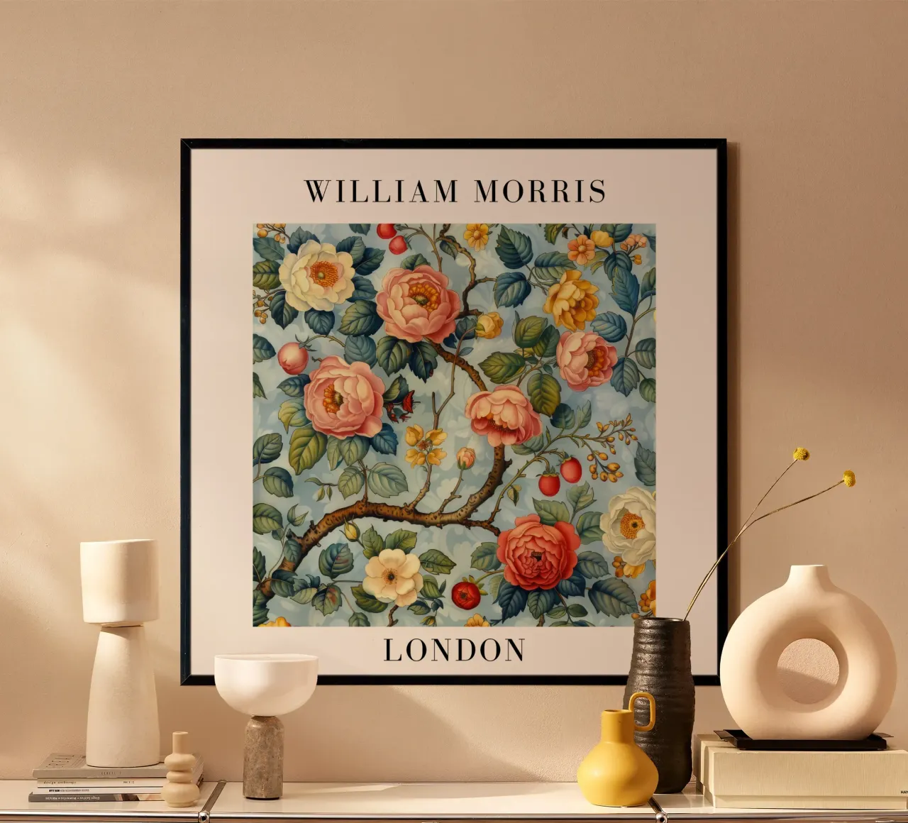 Focus on natural patterns: William Morris in bloom poster with aluminum frame by Nikis Art Studio
