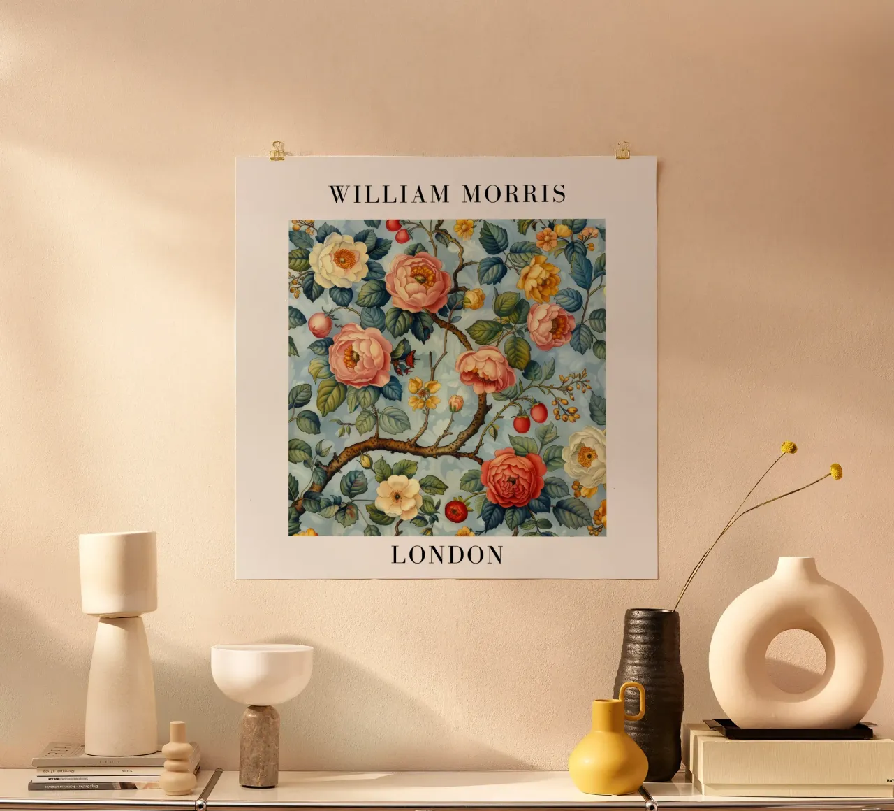 Focus on natural patterns: William Morris in bloom poster with aluminum frame by Nikis Art Studio