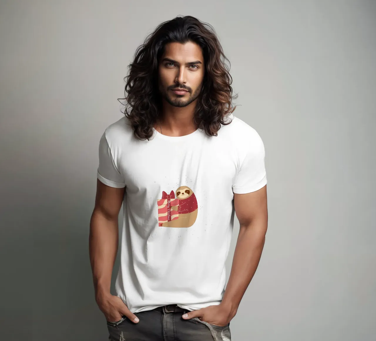 Merry Christmas Faultier mit Geschenk T-Shirt von ArtDesign by KBK