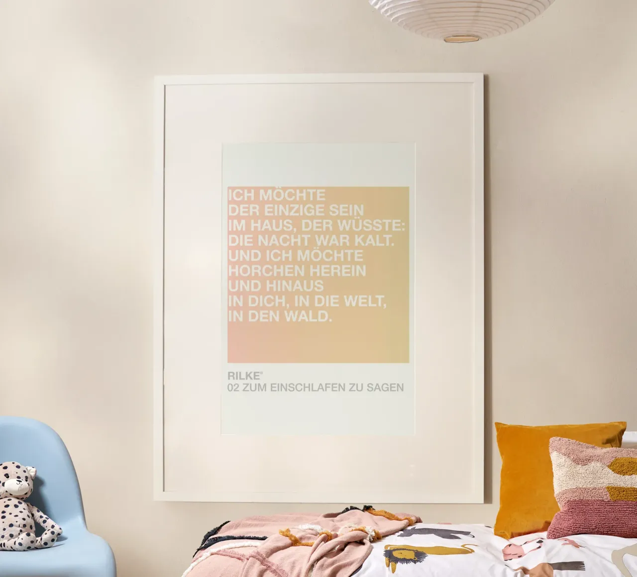 Zum Einschlafen Zu Sagen Light 02 poster con telaio in legno da UN-TYPISCH