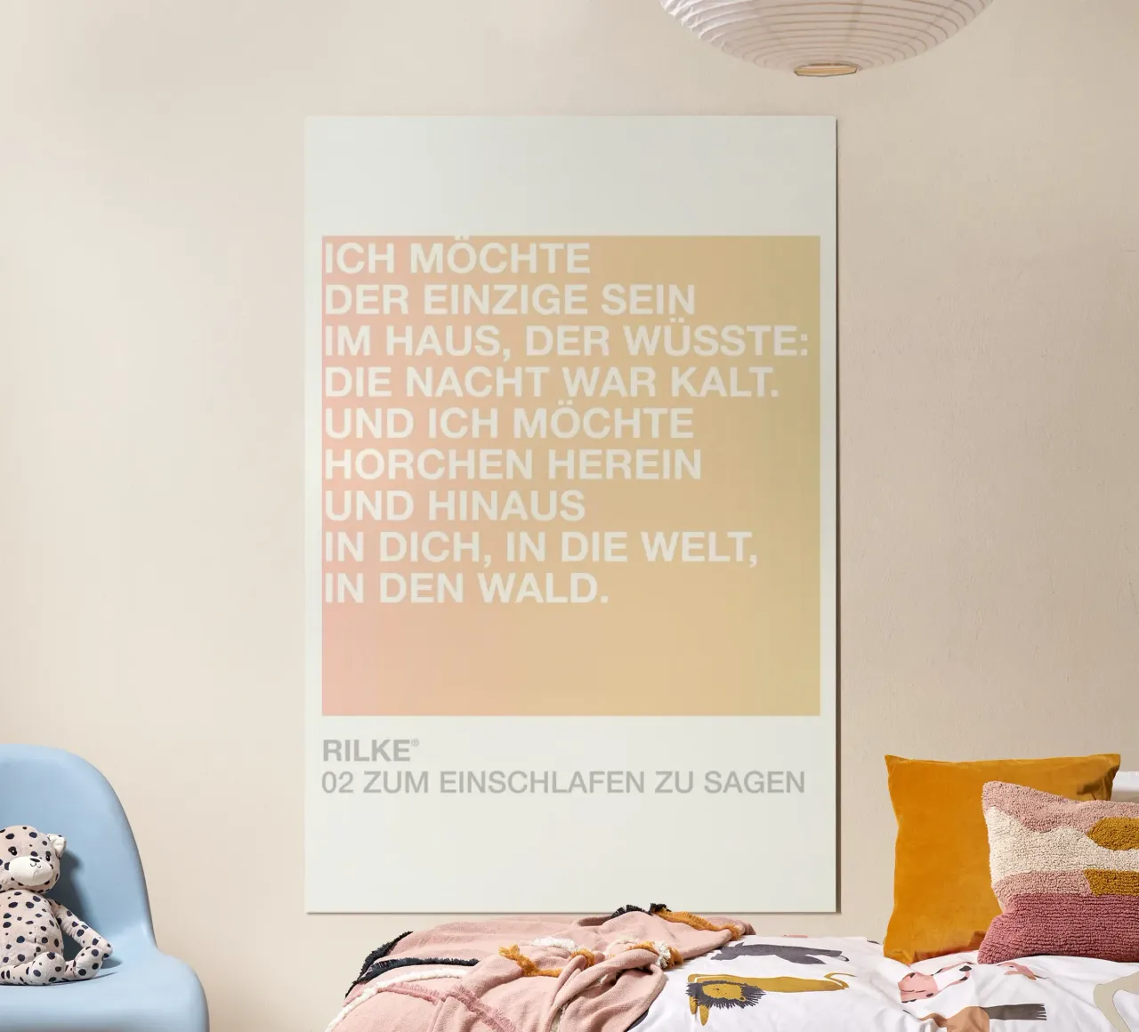Zum Einschlafen Zu Sagen Light 02 poster con telaio in legno da UN-TYPISCH