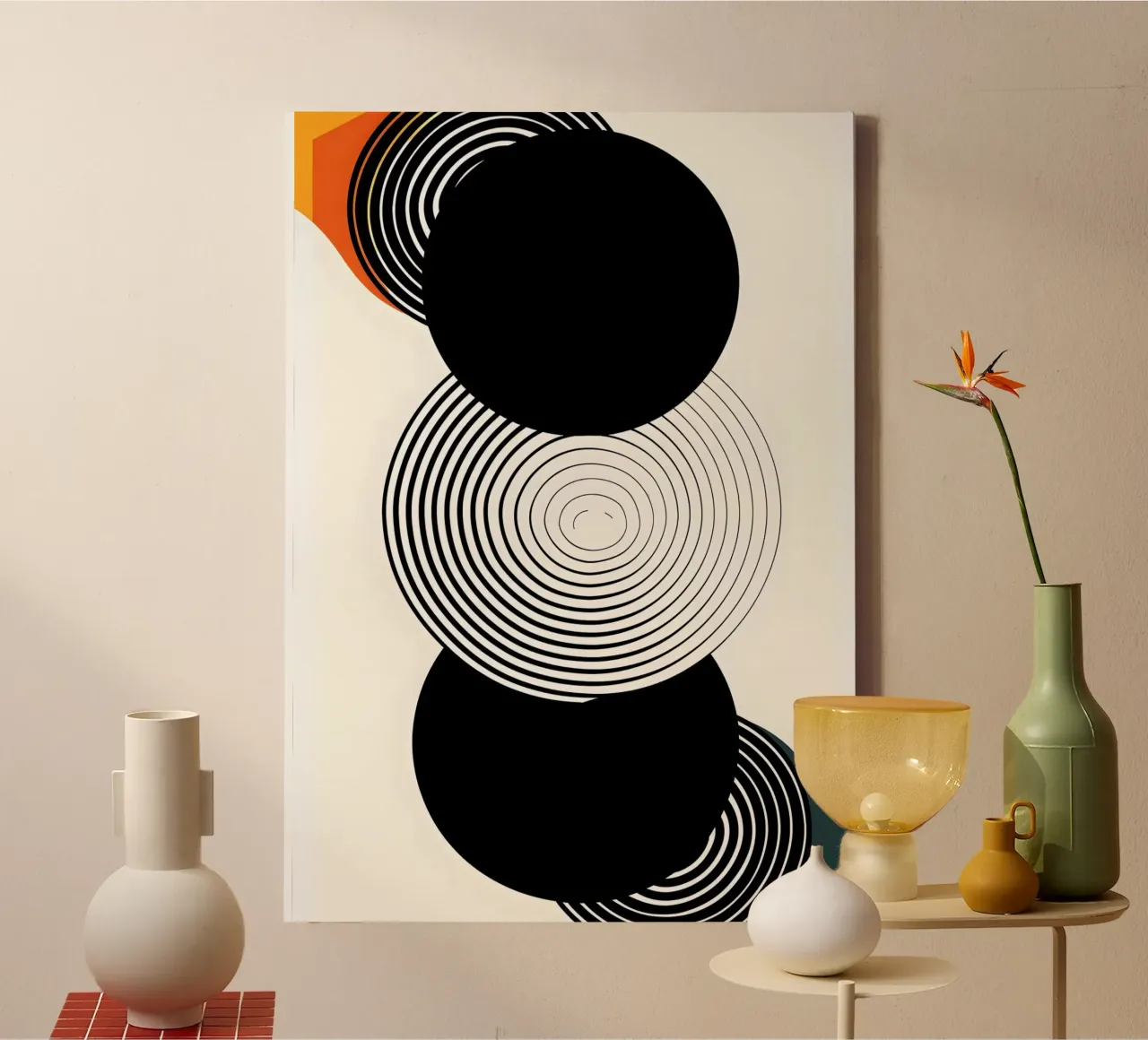 Three large black circles tela con Cornice a cassetta da LisaArtes