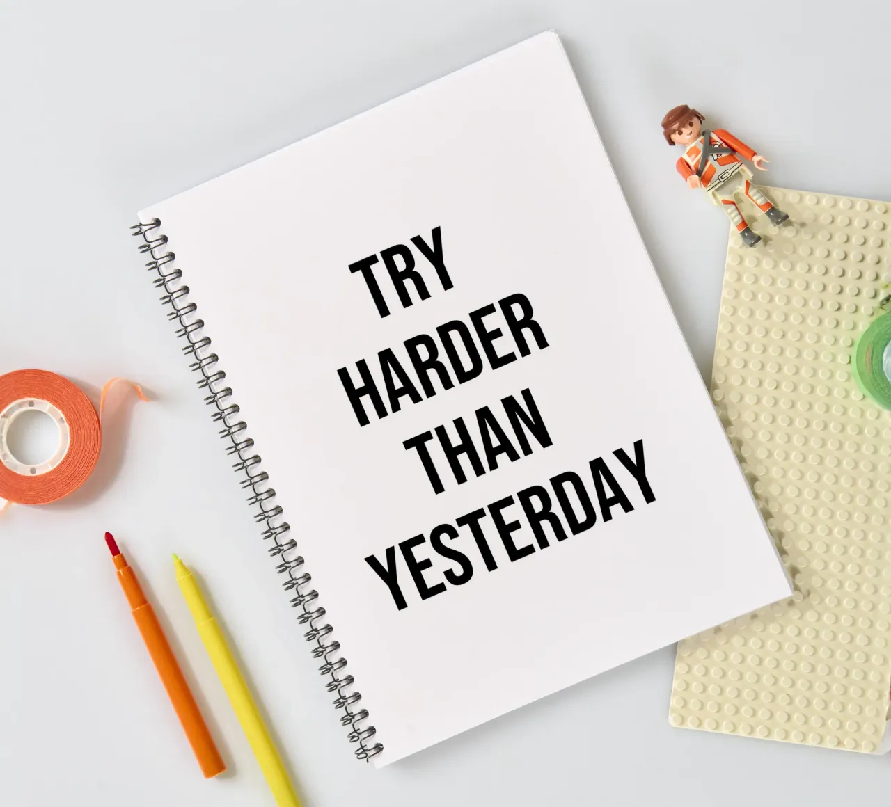 Try Harder than yesterday Zitat Ringbuch von Paigaam Studio