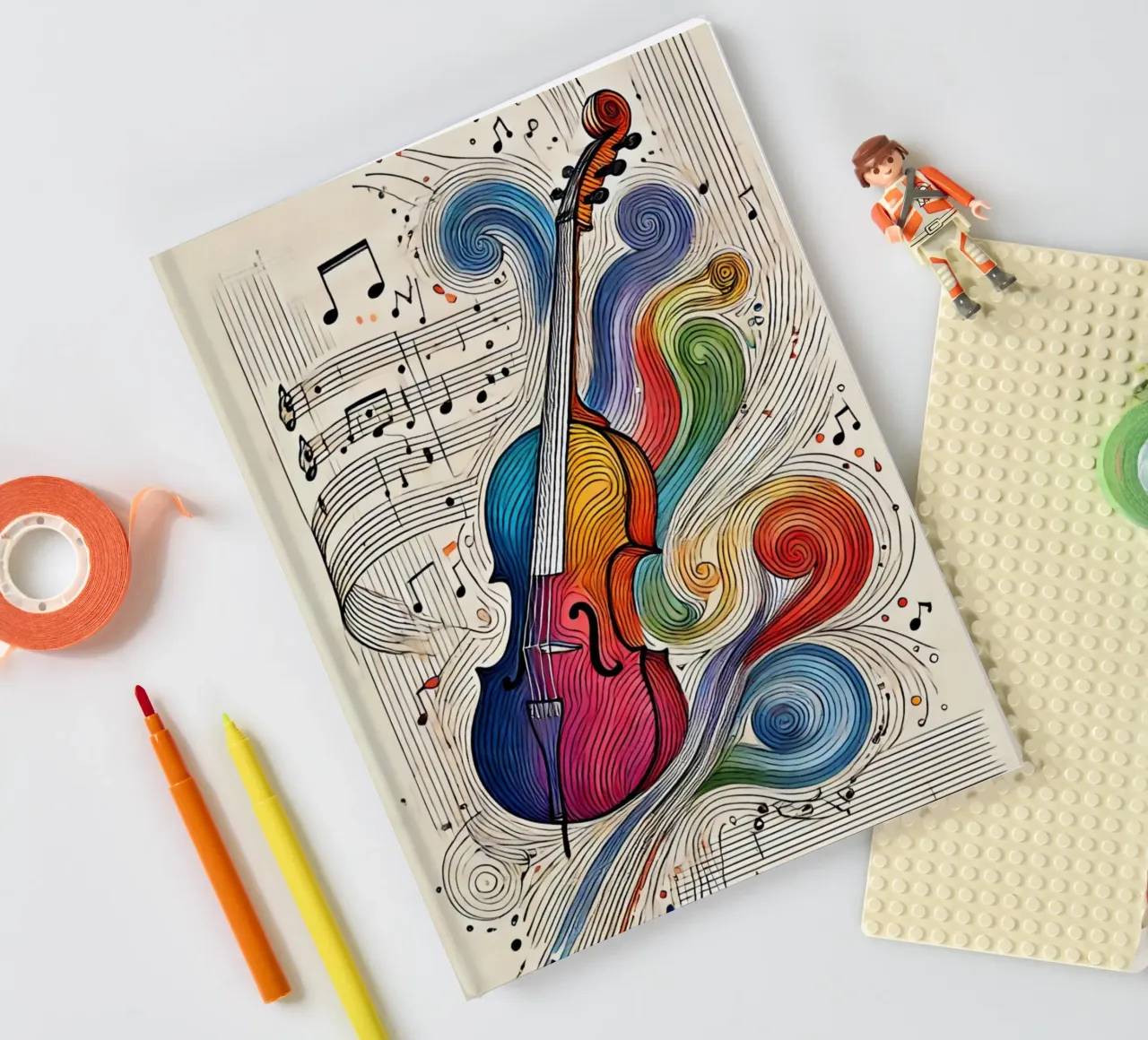 Violoncelle uni-trait couleurs carnet de notes de SwenIA design