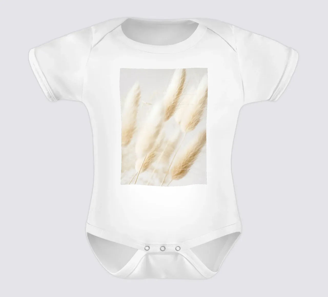 Minimalist pampas grass - natural elegance short-sleeve baby romper by Whole©