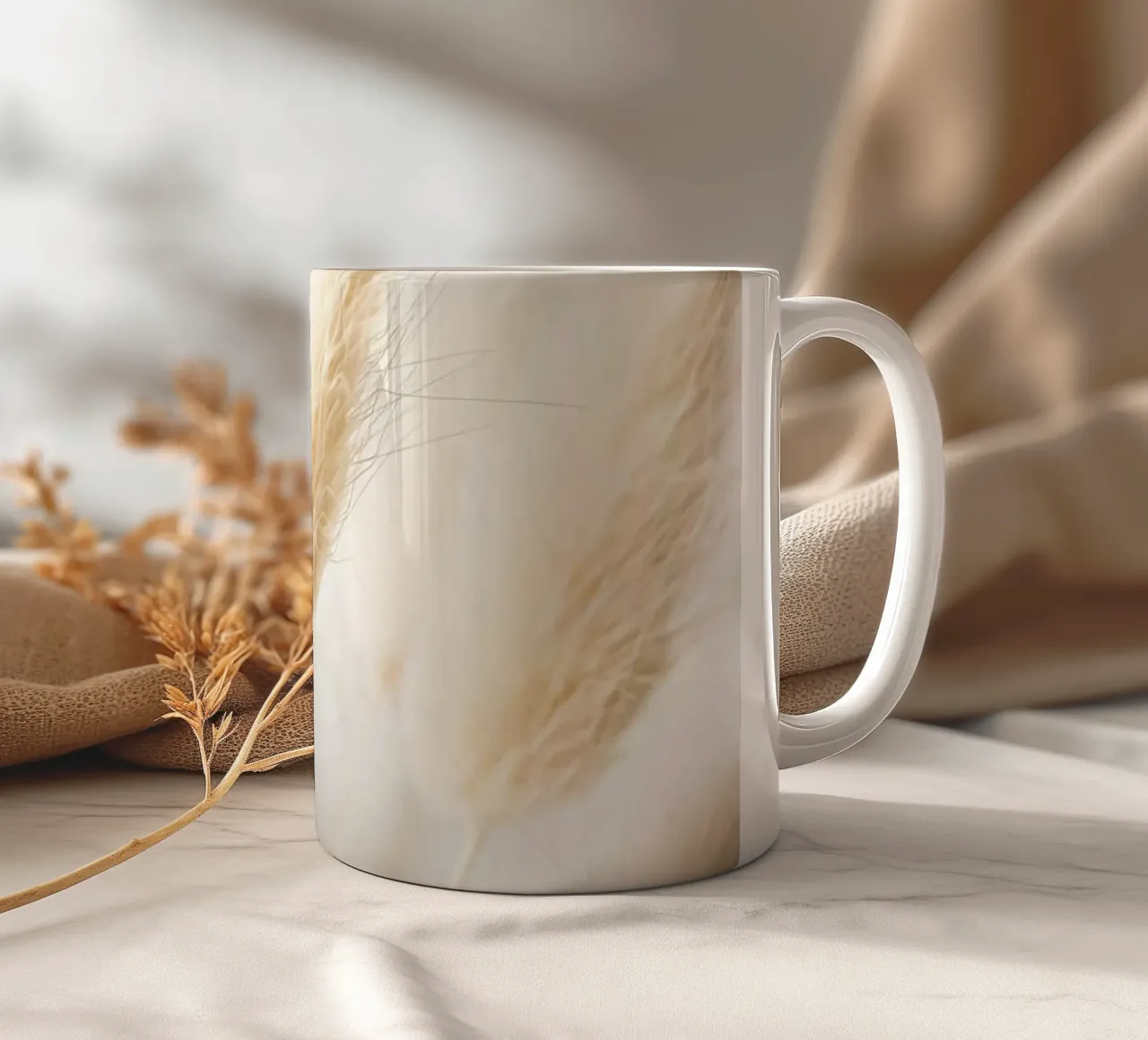 Minimalist pampas grass - natural elegance ceramic mug by Whole©