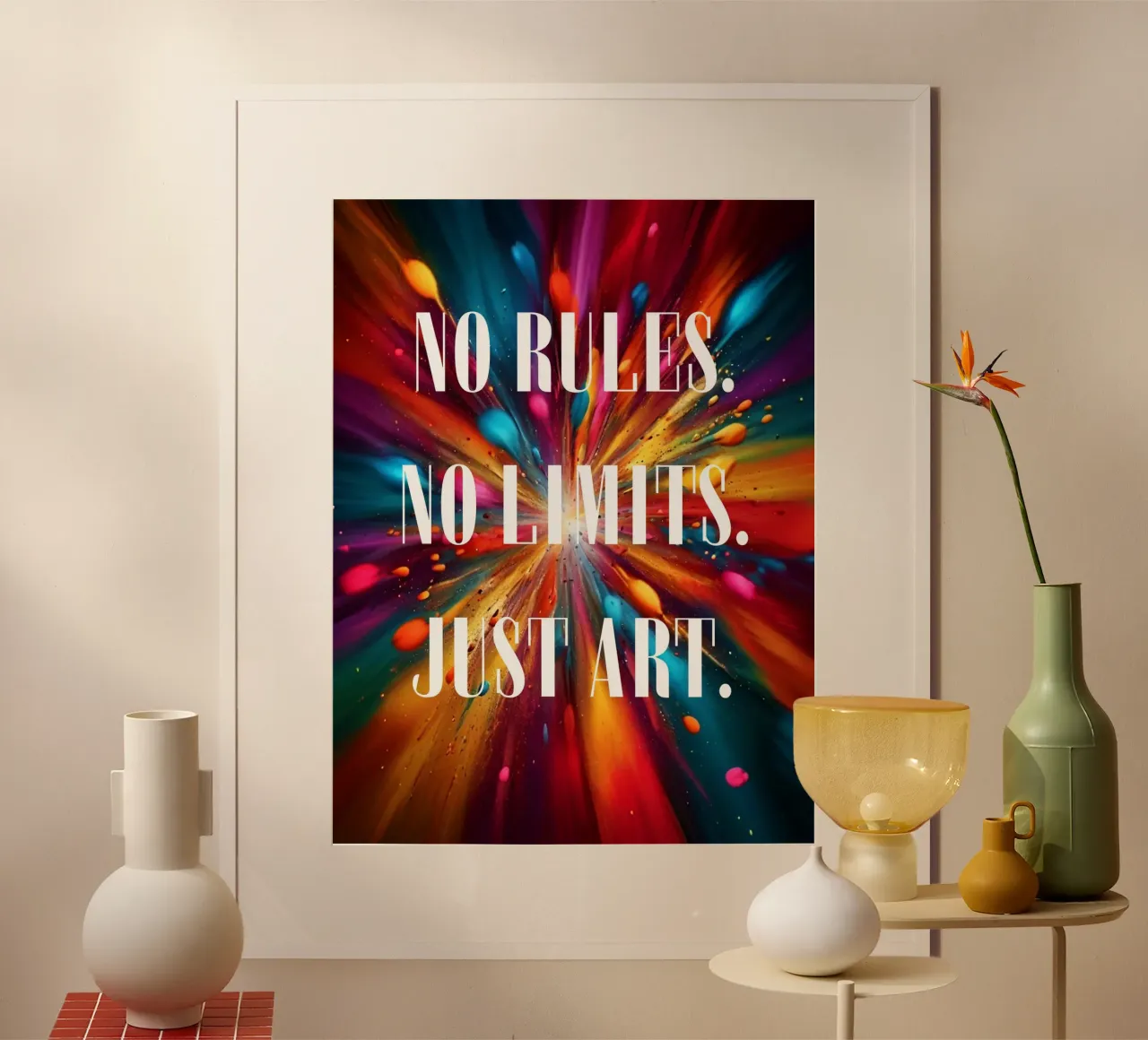 NO RULES. NO LIMITS. JUST ART. poster with aluminum frame by ArtDesign by KBK