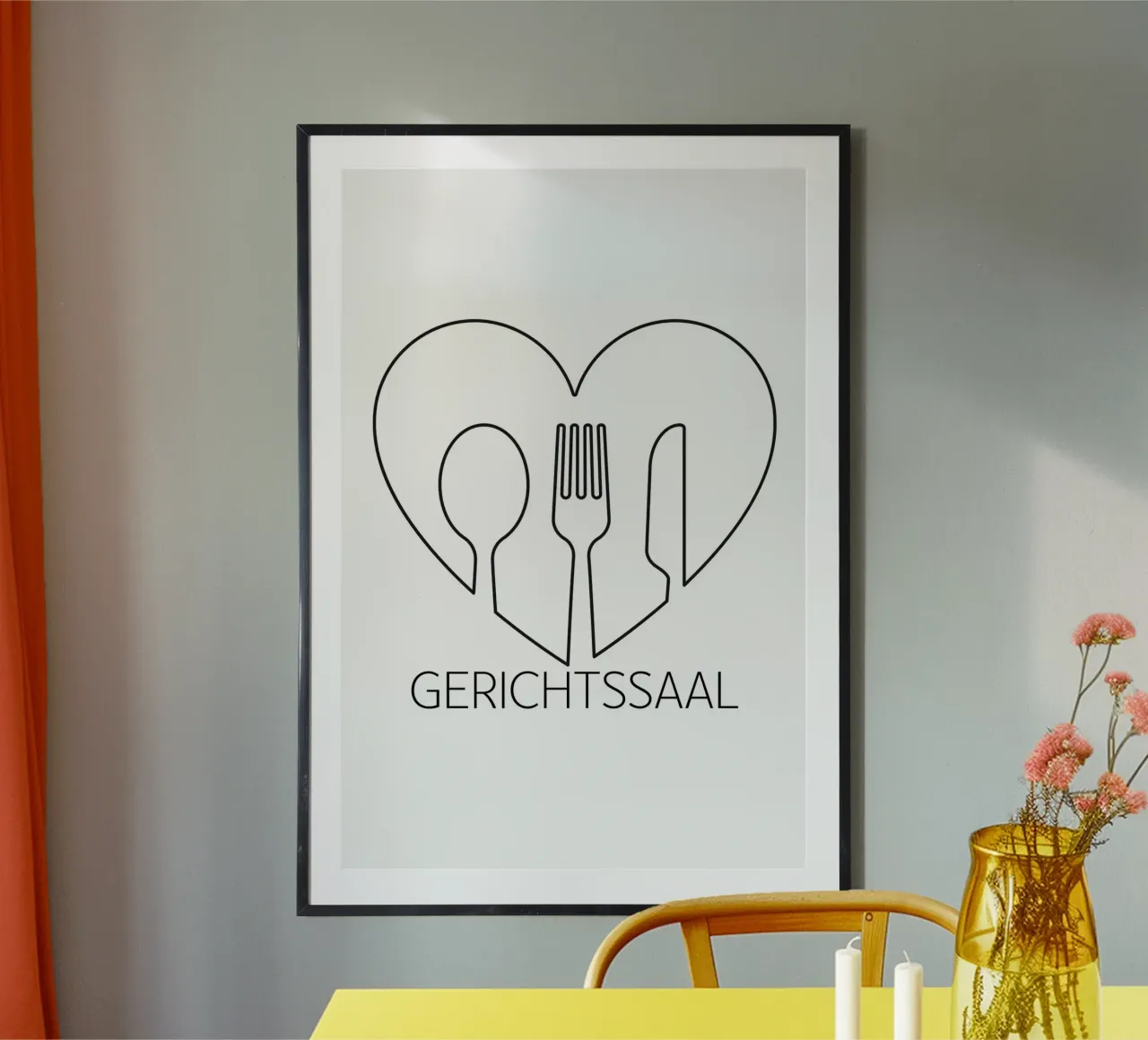 Un'aula di tribunale con un cuore poster con telaio in plastica da ArtDesign by KBK