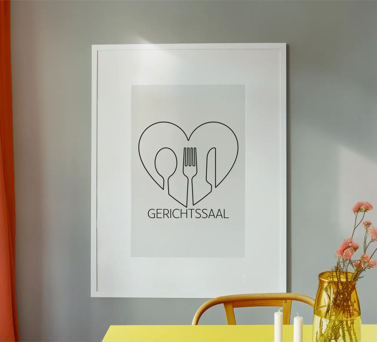 Un'aula di tribunale con un cuore poster con telaio in plastica da ArtDesign by KBK