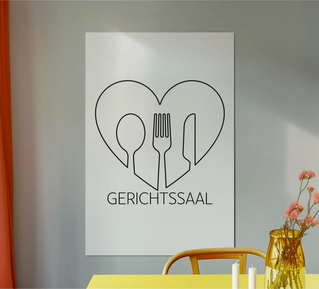 Un'aula di tribunale con un cuore poster con telaio in plastica da ArtDesign by KBK