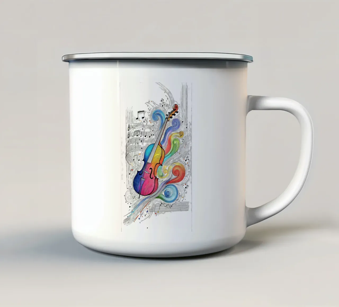 Violoncelle uni trait couleur mug en émail de SwenIA design