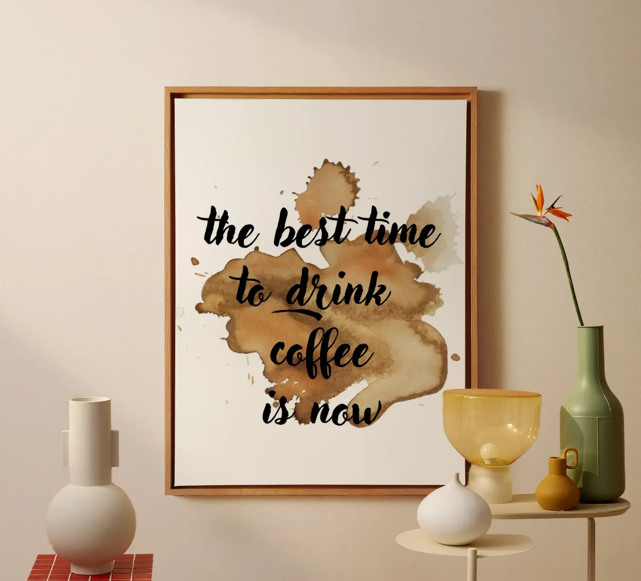 il momento migliore per bere caffè è adesso tela con Cornice a cassetta da ArtDesign by KBK