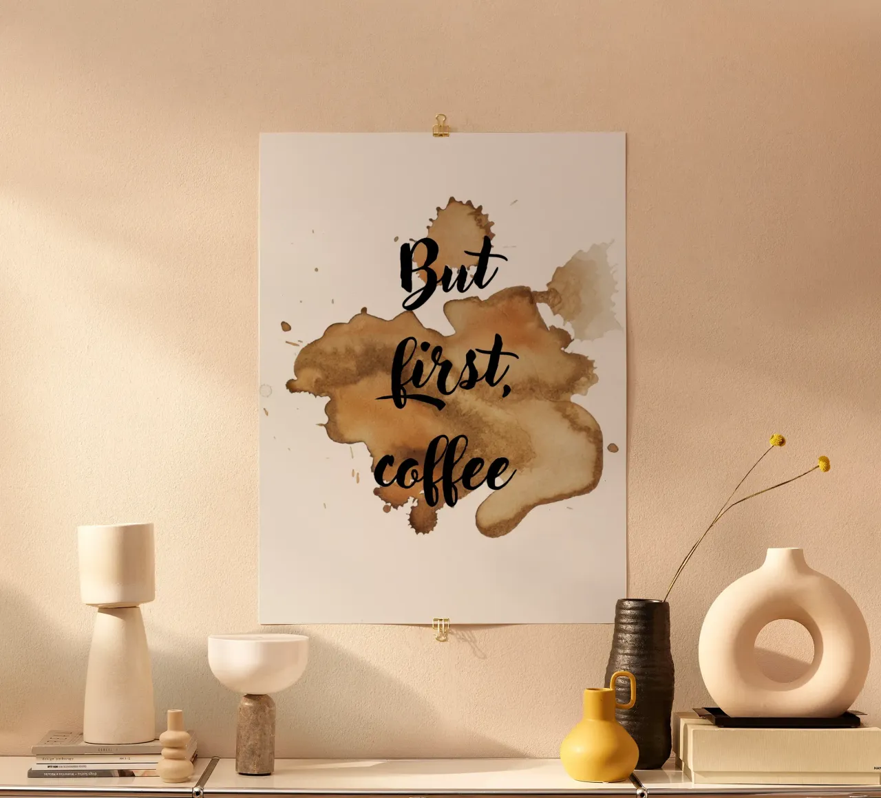 Ma prima, il caffè poster con telaio in legno da ArtDesign by KBK