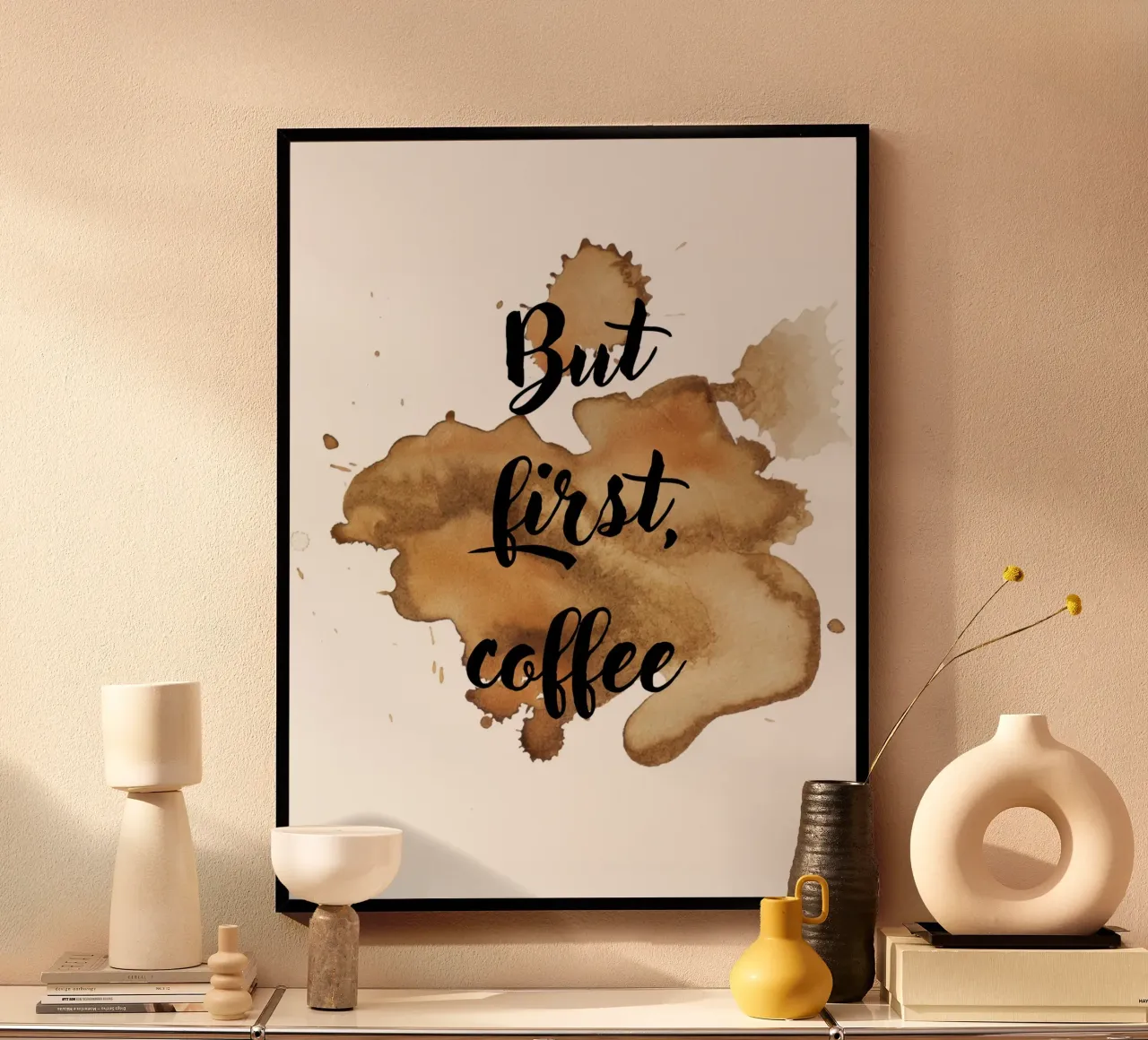 Ma prima, il caffè poster con telaio in legno da ArtDesign by KBK