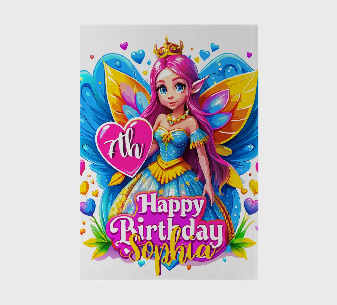 Célébration de l'anniversaire de la fée princesse - Nom et âge personnalisés carnet de notes de Artnesia