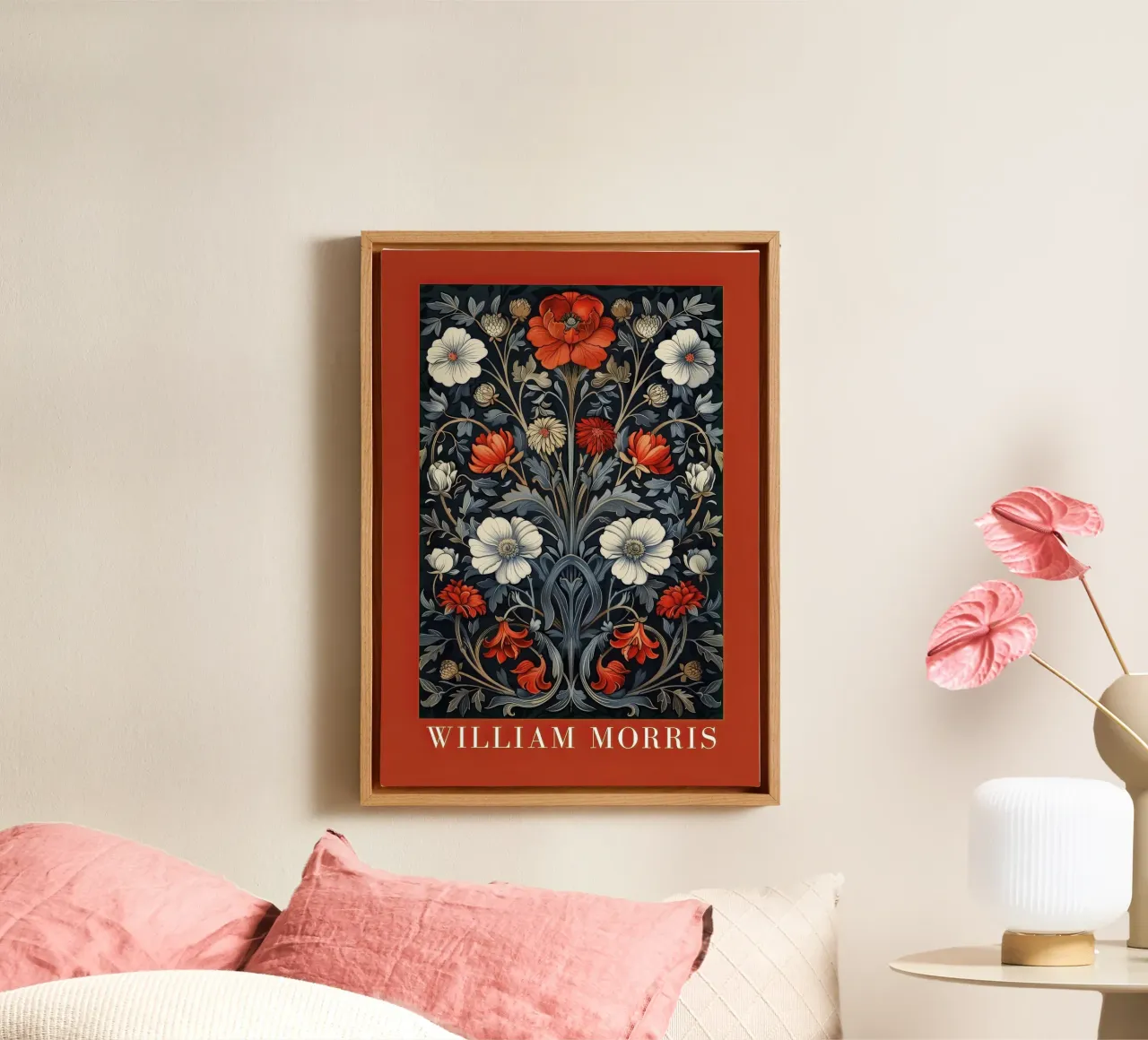 The fascination of flora: William Morris' botanical art canvas with Floater frame by Nikis Art Studio